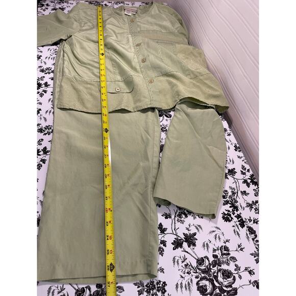 Coldwater Creek Silk Cotton Embroidered Pajama Set Women SP VTG Pistachio Green - Picture 12 of 14